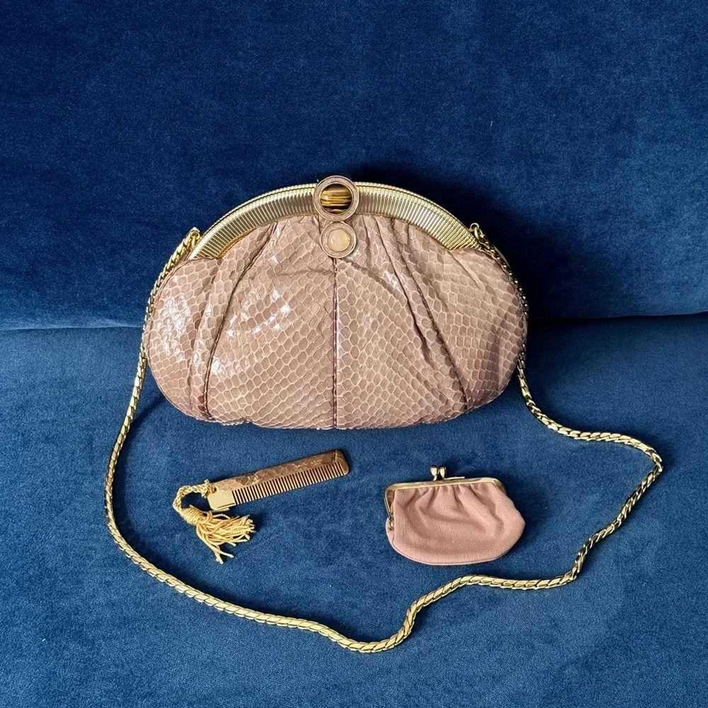 Judith Leiber Snakeskin Evening Clutch‎ Shoulder Bag
